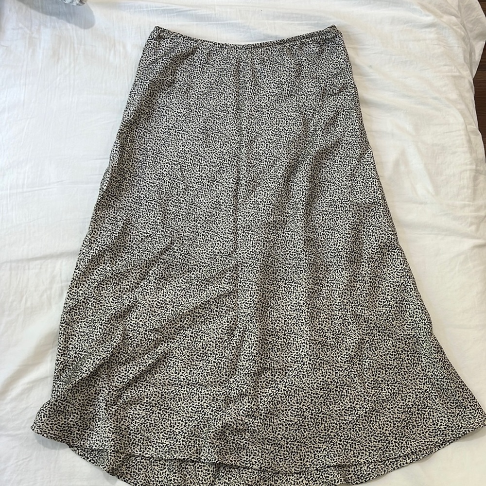 Patterned Satin Midi Skirt